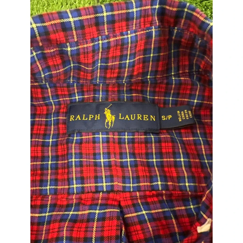 Polo Ralph‎ Lauren Mens Small Plaid Button Down Shirt Red Blue White Long Sleeve